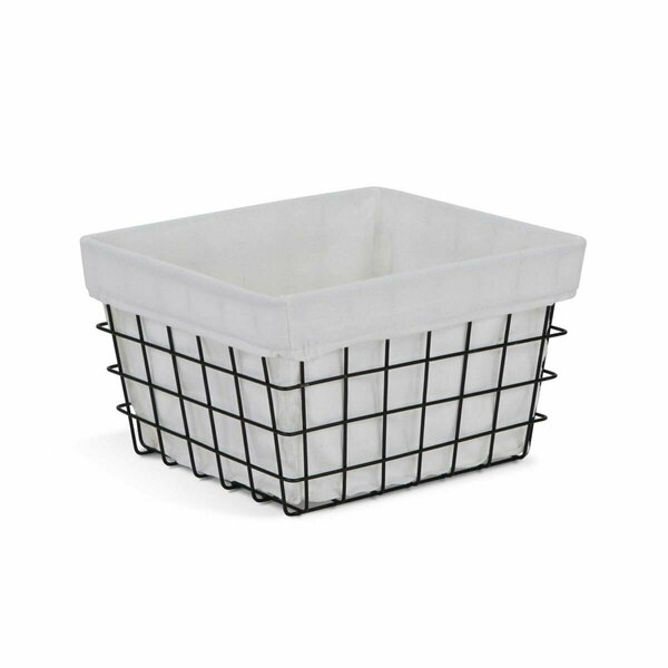 Palacedesigns Rectangular White Lined & Metal Wire Storage Basket PA3093995